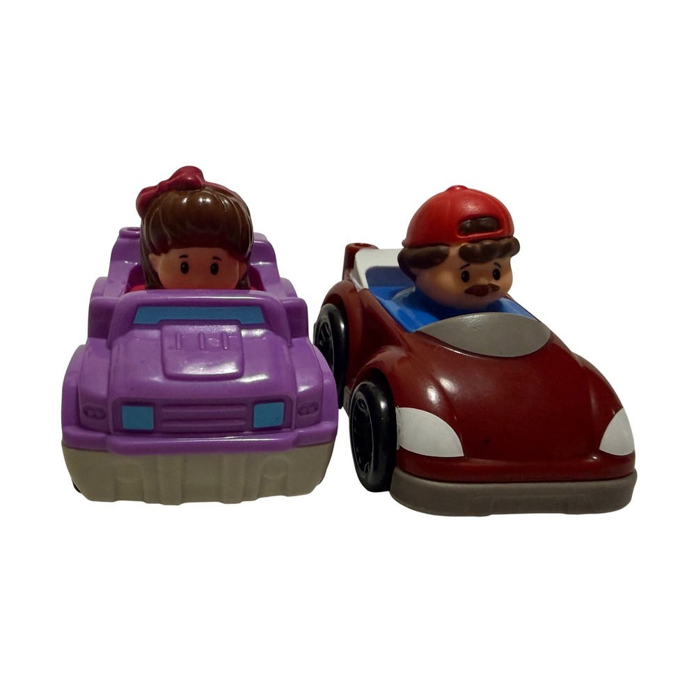 Fisher-Price Little People Wheelies Set of 2 Purple SUV Red Sports Car DRH06